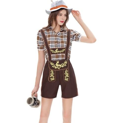 Adult Women Germany Oktoberfest Traditional Beer Girl Costume Bavarian Lederhosen Beer Wench Maid Cosplay Dirndl Dress