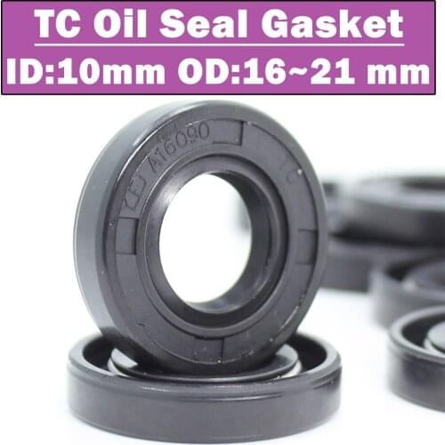 Oil Seal Gasket TC 10*16*17*18*19*20*21*4*5*6*7*10 mm 10Pcs Bearing Accessories NBR Nitrile Rubber Standard Rotary Oil Seals