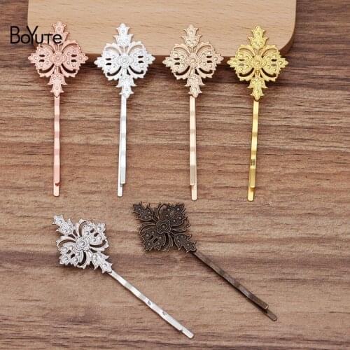 BoYuTe Custom Made (200 Pieces/Lot) 22.5*29.5MM Filigree Flower Hairpin Diy Hair Accessories Wholesale