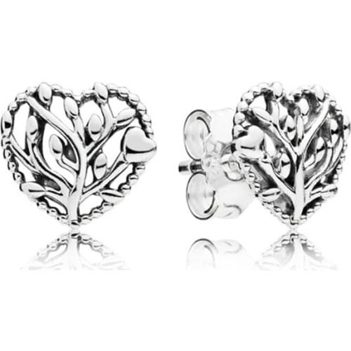 High Quality S925 Sterling Silver Tree Of Life Pan Earrings Simple Fashionable Female