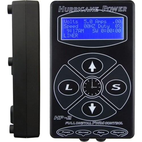 1 Set Professional Black HP-2 Hurricane Tattoo Digital Dual LCD Display Power Supply Tattoo Supplies Set Accessories