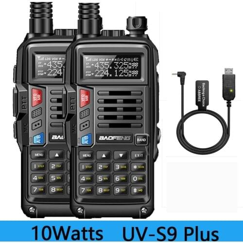 2PCS BaoFeng UV-S9 Plus 10W Dual Band Two-Way Radio (136-174MHz VHF & 400-520MHz UHF) Support USB Charging Walkie Talkie