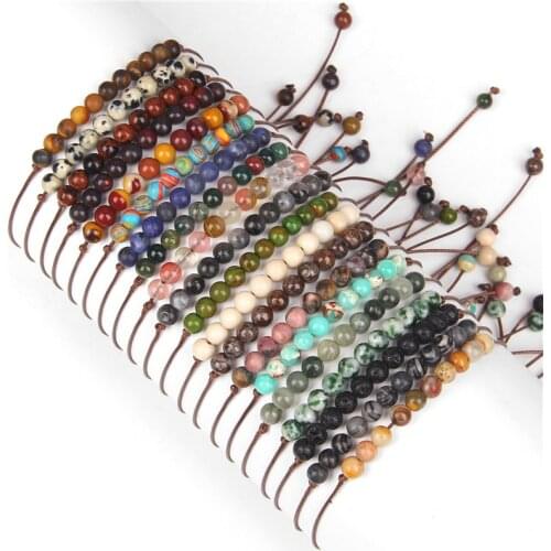 4mm Mini Beads Bracelet Natural Stone Braided Bracelets For Women Men Adjustable Rope Labradorite Jaspers Agates Bangle Jewelry