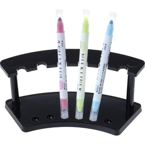 6 Slot Acrylic Pen Stand Holder Office Desk Jewelry Plastic Display Rack Black