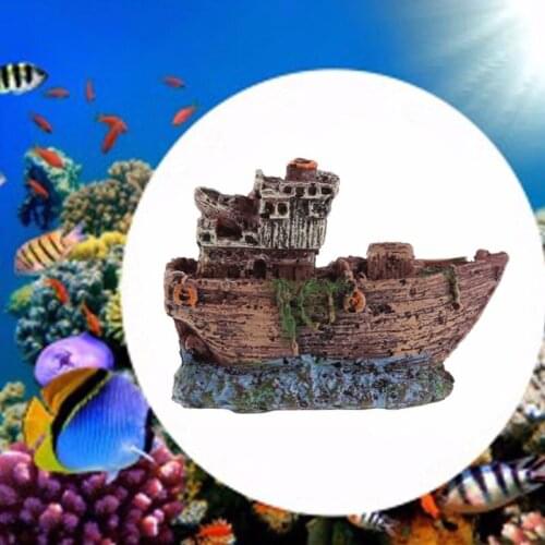 Fish Tank Landscaping Resin Pirate Shipwreck Fish And Shrimp Shelter Aquarium Decoration Accessories Crafts Pet Supplies
