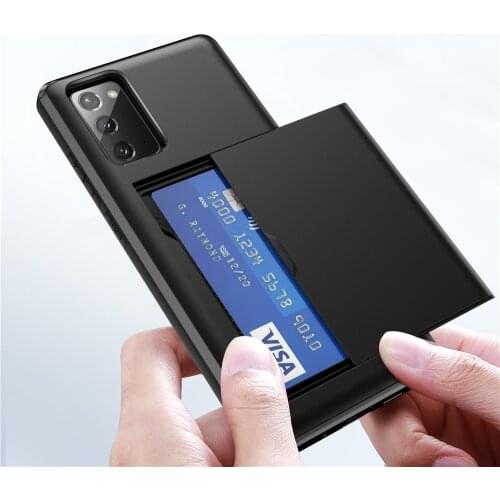Armor Slide Card Phone Case For Samsung Galaxy S20 FE S20+ Note 20 Ultra Coque Card Slots Cover For Samsung S20 Plus s20fe Funda