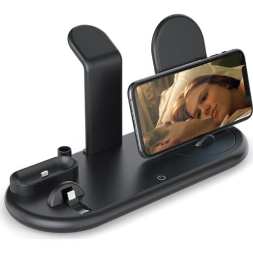 Wireless Charger Stand Home Office 7 in 1 Qi Fast Charging Dock Station for Apple Pencil iWatch AirPods iPhone Phone
