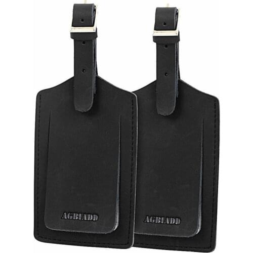 Genuine Leather Luggage Tags & Bag Tags 2 Pieces Set ( Black Brown Khaki) Luggage Tags Travel Accessories