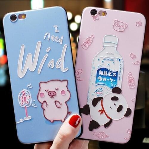 Cute Piggy Panda Embossed Phone Case for iPhone 11 12ProMax XS MAX XR Capa Soft TPU Back Cover for iPhone X 8 7 6S 6 Plus Coque