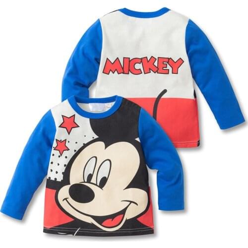 Kids Boys Elsa T-Shirts Baby Long Sleeve Mickey Minnie Mouse Tops Children Autumn Cars Solid Cotton Sweatshirt Boy Girl T Shirts
