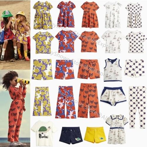 Kids Girls Dress 2021 Summer MR Brand Floral Printed Toddler Boy T Shirts Short Pants Set Hawaii Sisters Clothes Suit Children