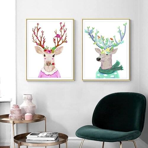 Needlework DIY DMC Animal Deer cross stitch Printed Patterns Three patterns Sets For Embroidery cross-stitch kits