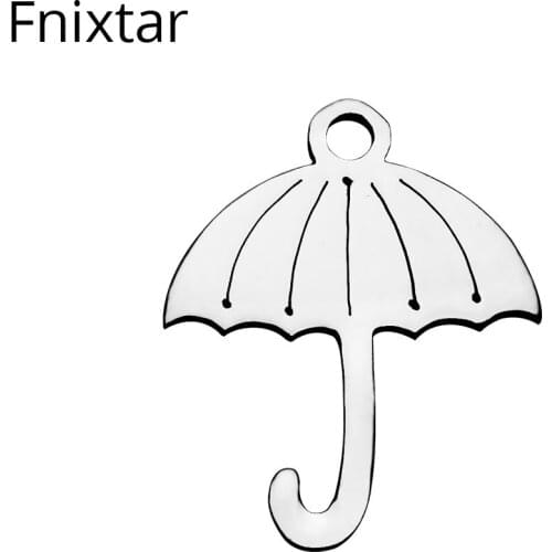 Fnixtar 13*16mm Never Fade Stainless Steel Metal Mini Umbrella Charm For Women Fashion Polished Jewelry Accessories 20pcs/lot