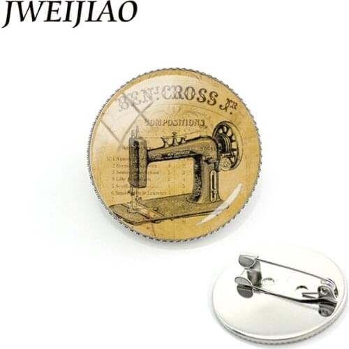 JWEIJIAO Vintage Sewing Machine Brooch Pins Women Brooches Unique Hijab Pins Badge For Clothes Hat Backpack Decoration SM33