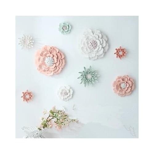 Ceramic hibiscus crafts, creative three-dimensional wall decoration, beautiful flower pendants