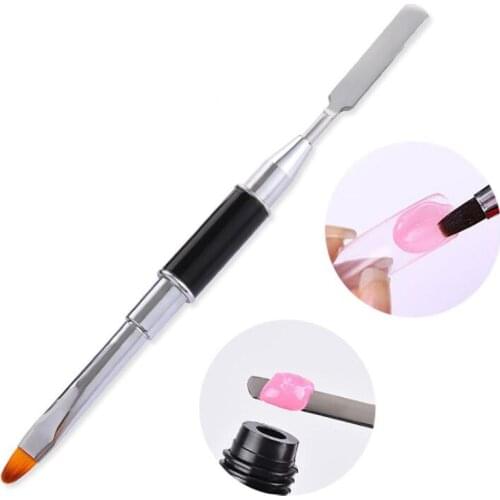 Nail Extension Brush Dual Ended Acrylic UV Poly Nail GEL Builder Accessory Painting Pen Removal Spatula Stick Manicure Tool