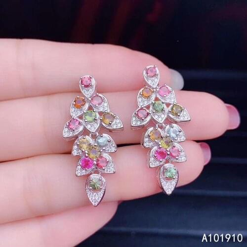 KJJEAXCMY boutique jewelry 925 sterling silver inlaid Natural Tourmaline Fine ladies earrings support detection classic