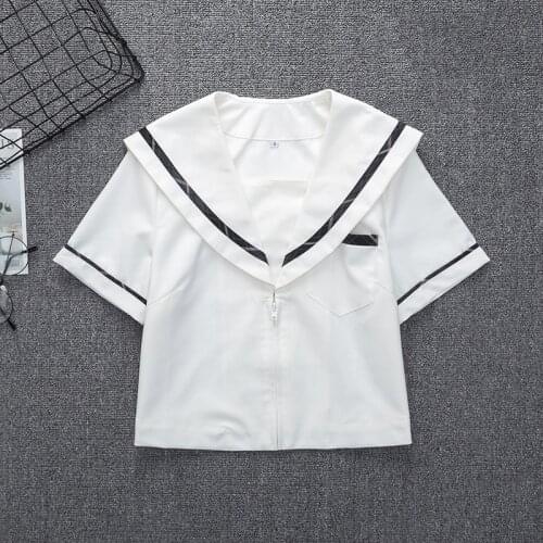 White Sailor Suit Womens Summer College Style Japanese Jk Short Sleeve School Uniform Suit School Dresses Tops Shirt For Girls