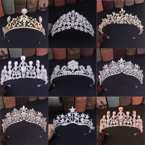 Best selling Gold Star Bridal Rhinestone Crown Wedding Hair flowers Tiara Fashion Handmade Crystal Headband Headdress