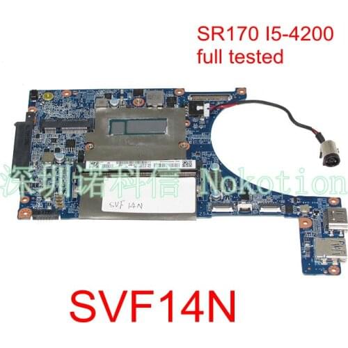 NOKOTION DA0FI2MB6D0 A1973171A laptop motherboard For VAIO SVF14N laptop motherboard HD4400 SR170 I5-4200u Main board works