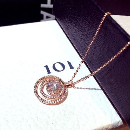 Fashion Exquisite Japan and South Korea Trend Super Flash Inlaid Rhinestone Round Temperament Clavicle Necklace Short Necklace