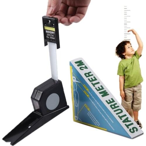 2M Home Children Adult Body Height Monitor Rod Wall Mounted Roll Ruler Growth Stature Meter Stadiometer Tall Measurement Tape