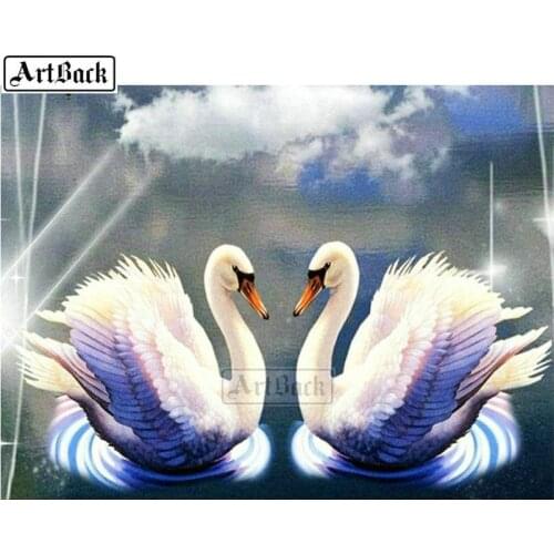 New 5d diamond painting two swan full square 3d diamond embroidery rhinestone mosaic crafts for home decoration gifts