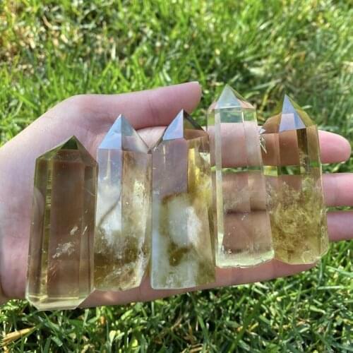 Natural Citrine Quartz Crystal Point Single Terminated Tower Chakra Healing Gemstone Home Decor 1pc