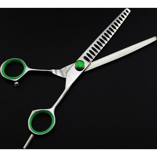 Professional Japan 440c 7 inch green Pet dog grooming hair scissors dog thinning shears pet berber makas hairdressing scissors