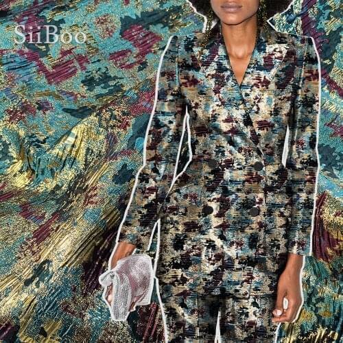 American style luxury abstract floral metallic jacquard pleated brocade fabric for dress tissue cloth tela tejido stoffen SP5440