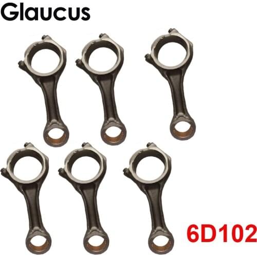 6pcs 6D102 SA6D102 S6D102 engine connecting rod conrod con rod for Komatsu PC220-7 Excavator 6235-61-2200 6235612200