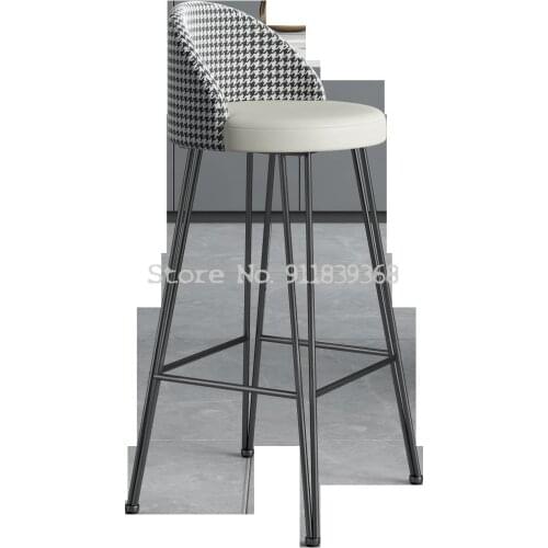 Modern Simple High Chair Back Home Bar Stool Milk Tea Shop Coffee Shop Bar Chair High Chair Light Luxury