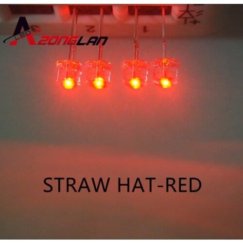 1000PCS 5mm Transparent LED Diode Light Red Straw Hat Clear Lens 5 mm Light Emitting Diode LED Lamp Wide Angle Through Hole