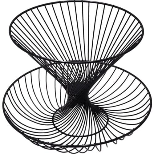 Creative Modern 2 Layer Metal Bowl Kitchen Fruit Basket Champagne Elegant Home Living Room Decoration Storage Basket