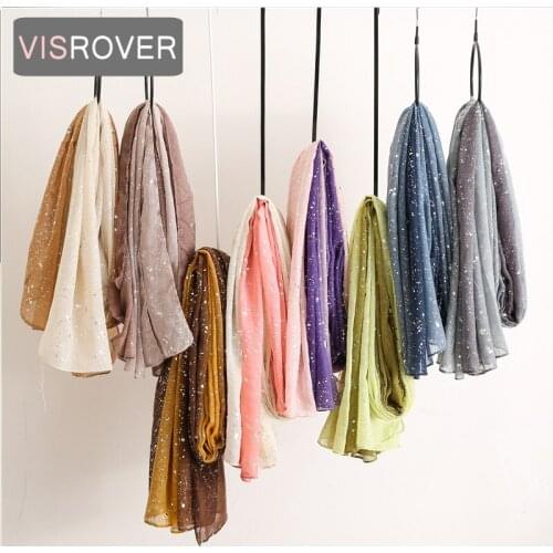 VISROVER 2020 fashion summer foil printing viscose scarf for women Fashion Wraps and Shawls Summer Beach Hijab wholesales