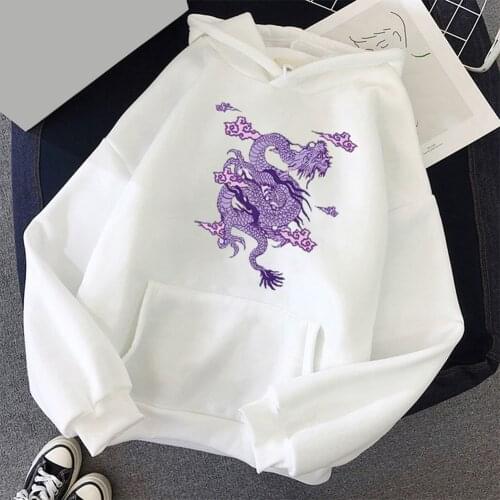 Y2k Top Clothes Winter E Girl Hoodie Dragon Print Long-Sleeve Pullovers Big Pockets Vintage Tops Sweatshirt Hoodies Women Gothic