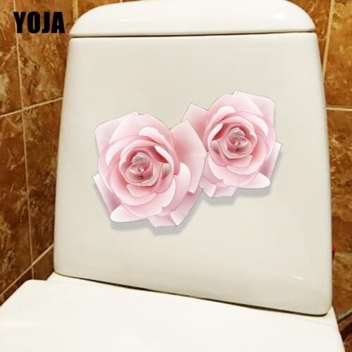 YOJA 20*20.8CM A Pair Of Pink Roses Girl Bedroom Wall Decoration Home Bathroom Toilet Sticker T1-0750