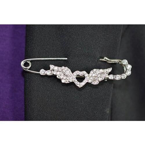 Angel wings love rhinestone brooch for female high-grade brooch pin collar