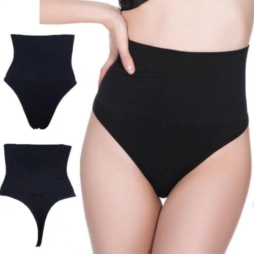 Women Middle Waist Sexy Solid Seamless Thongs Shapewear Abdomen Hips Slimming G-String Soft T-Back Lady Underwear Panties Cotton