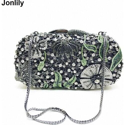 Studded Jeweled Clutch Wedding Bridal Purse Luxury Created Diamond Evening Bags Lady Day Clutch Women Crystal Party Bags LI-1557