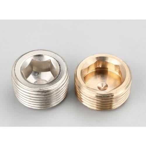 1pc Hexagonal Copper Nickel-Plated Iron Pipe Cap Plug BSPP 1/8" 1/4" 3/8" 1/2" 1" Male Fitting Connector Adapter