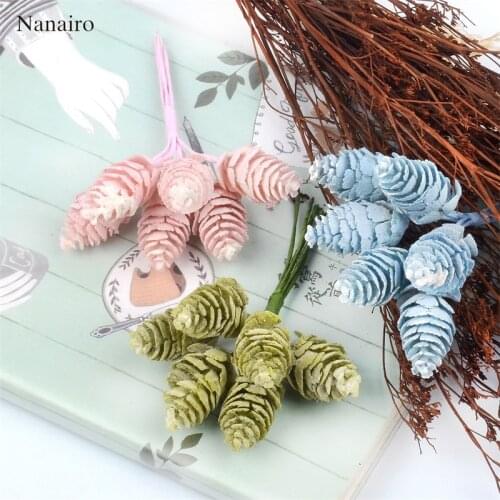 120pcs 3.5cm Artificial Plastic Pineapple Grass Pine Nuts Cones For Wedding Christmas Decoration DIY Scrapbooking Gift Box Craft