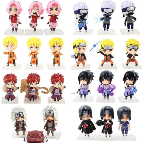 3pcs/set 10cm Naruto Shippuden Uchiha Itachi Kakashi Gaara Haruno Sakura Jiraiya Figurine Anime PVC Action Figure Toys Dolls