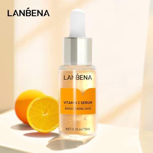 LANBENA Vitamin C Serum Whitening Brightening Collagen Hyaluronic Acid Face Cream Reduce Melanin Anti-Aging Face Skin Care 15 ML