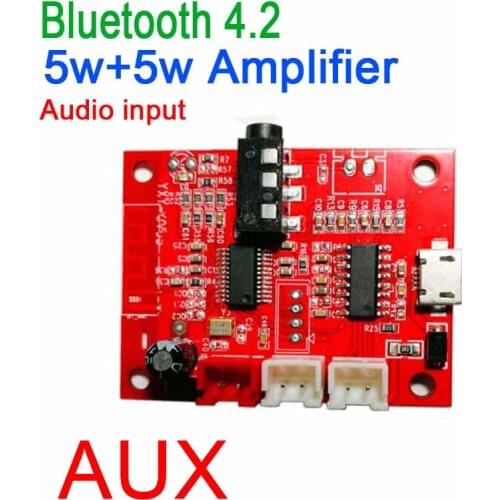Bluetooth 4.2 receiver Amplifier Audio Board 5W+5W Stereo AMP AUX Wireless Bluetooth USB FOR DC 3.7-5V lithium battery charging