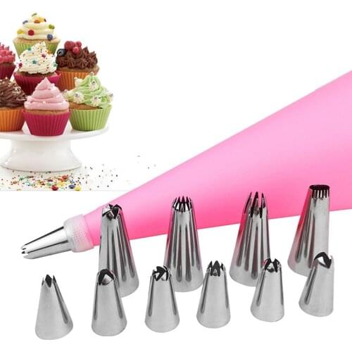 Dessert Decorators 12Pcs/set Butter Nozzle Portable Kitchen Supplies Stainless Steel Cake Decorating Tools Baking Accessories