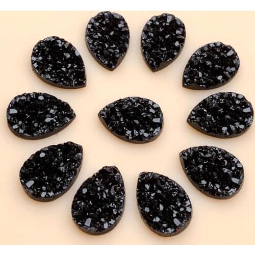 DIY Pure black Mineral Surface Water drop Resin 10*14mm 50pcs Flatback Cabochon DIY Craft Artesanato Accessories