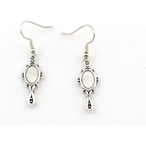 Devil Mirror Charm Earrings Fish Ear Hook 40pairs Zinc Alloy Chandelier DIY Jewelry 10x44mm A-588e