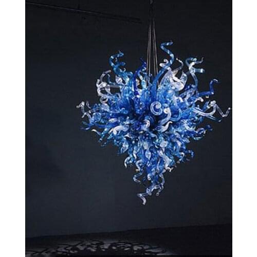 Italian Pendant Lamps Clear Blue Murano Chandeliers Light China Supplier Hand Blown Glass Chandelier for Art Decor LED Bulbs