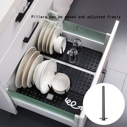 Creative Kitchen Retractable Drain Dish Rack Adjustable Combination Drawer Type 12-bar Separated Dish Storage Rack Cup Holder